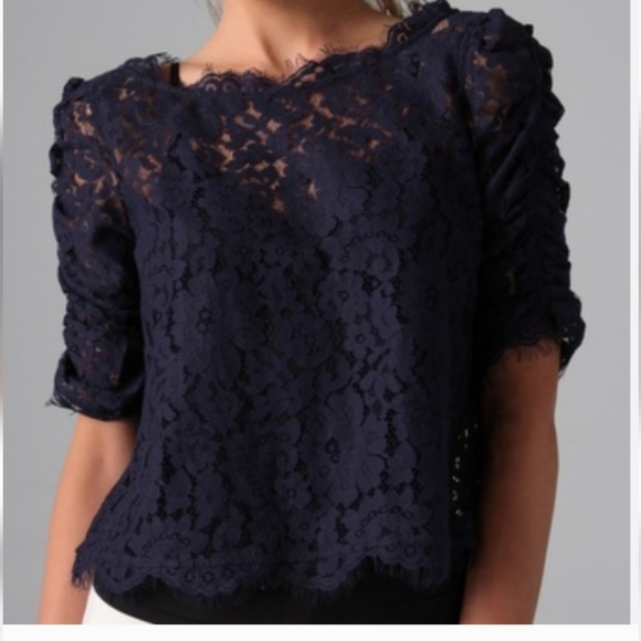 Joie Tops - New Joie Midnight Blue Lace Blouse